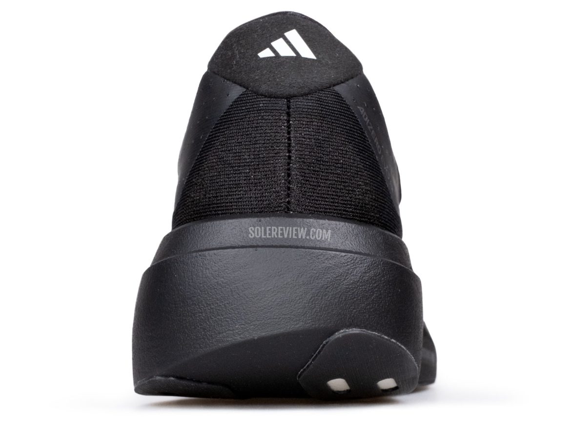 The beveled heel of the adidas adizero EVO SL.
