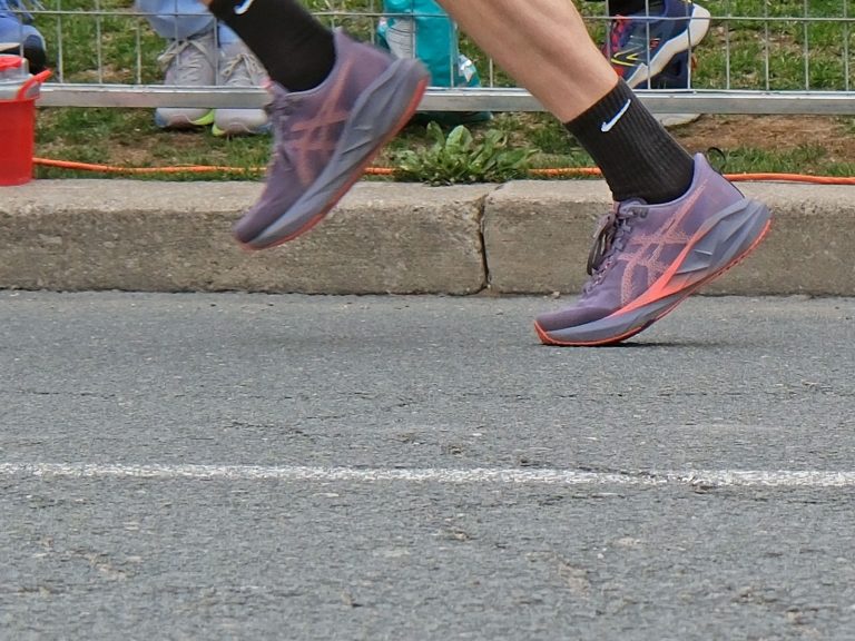 The Asics Novablast 5 on the road.