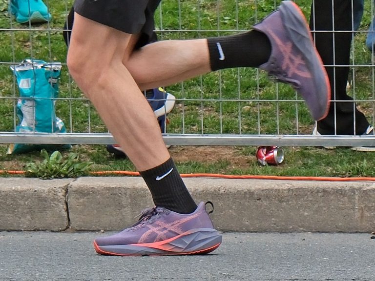 The Asics Novablast 5 on the road.