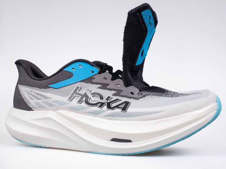 The no-gusset tongue of the Hoka Rocket X3.