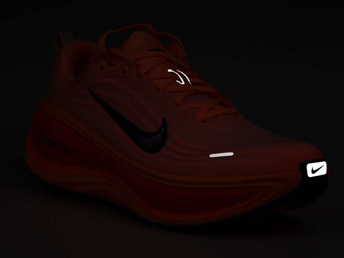 The reflective details on the Nike Vomero Plus.