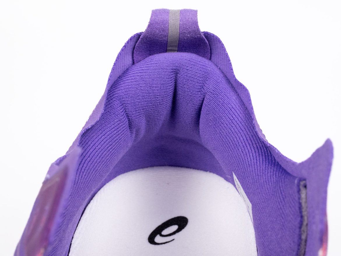 The padded heel collar of the Asics Megablast.