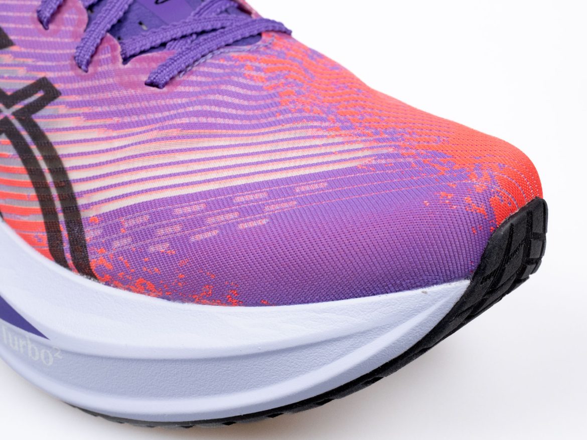 The toe box of the Asics Megablast.