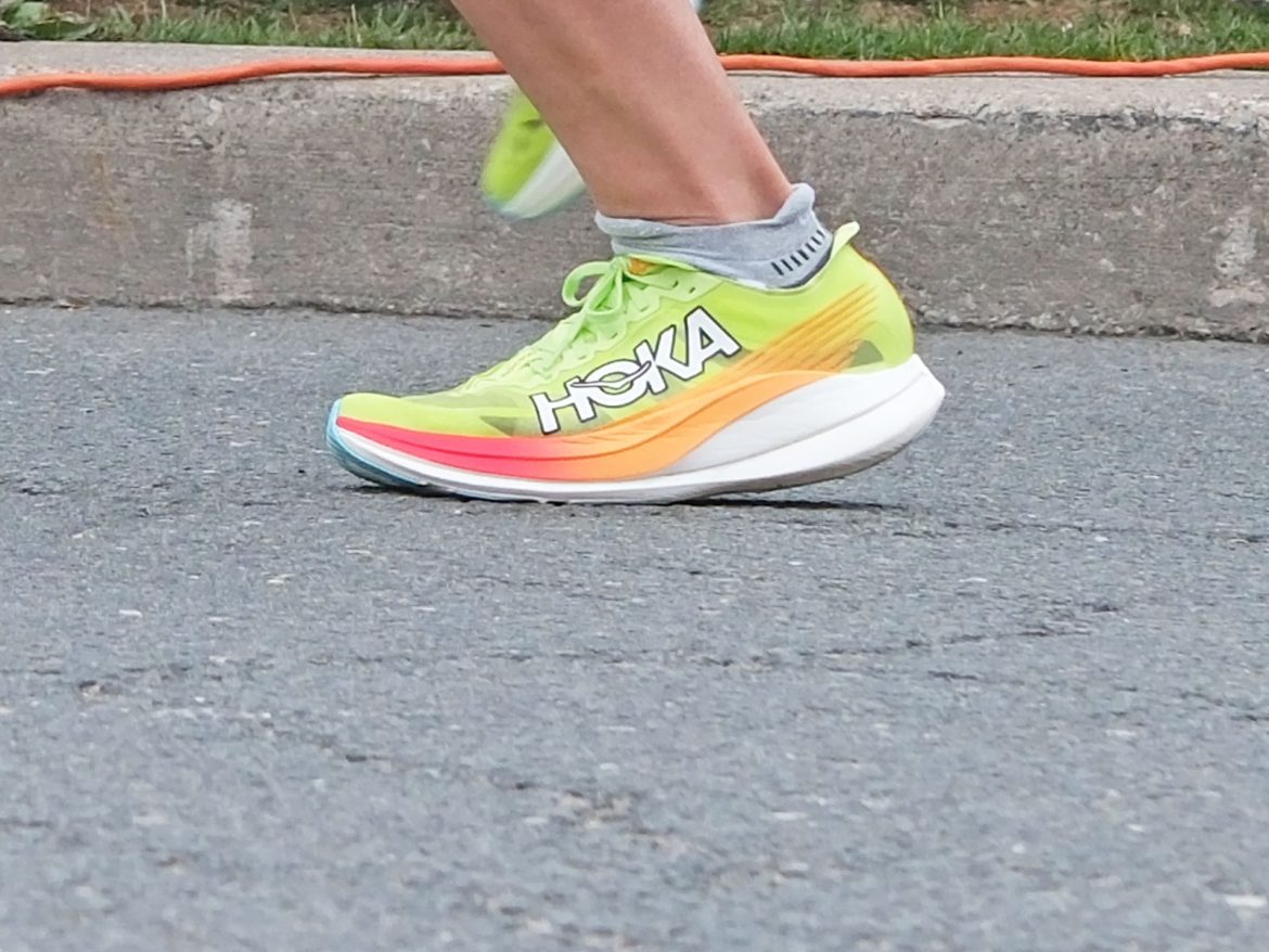 Hoka_Rocket_X2_on_road The Hoka Rocket X2 on the road.