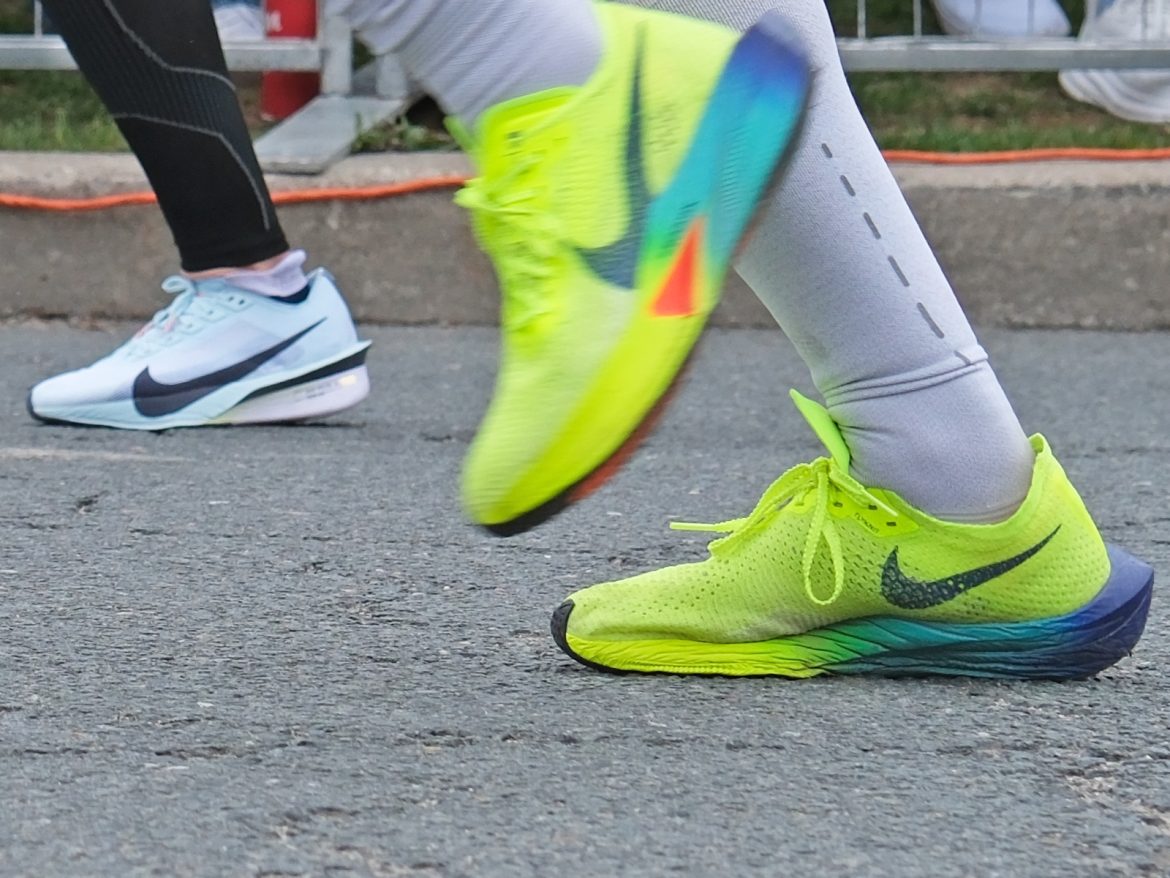 The Nike Vaporfly 4 and Nike Vaporfly 3 together.