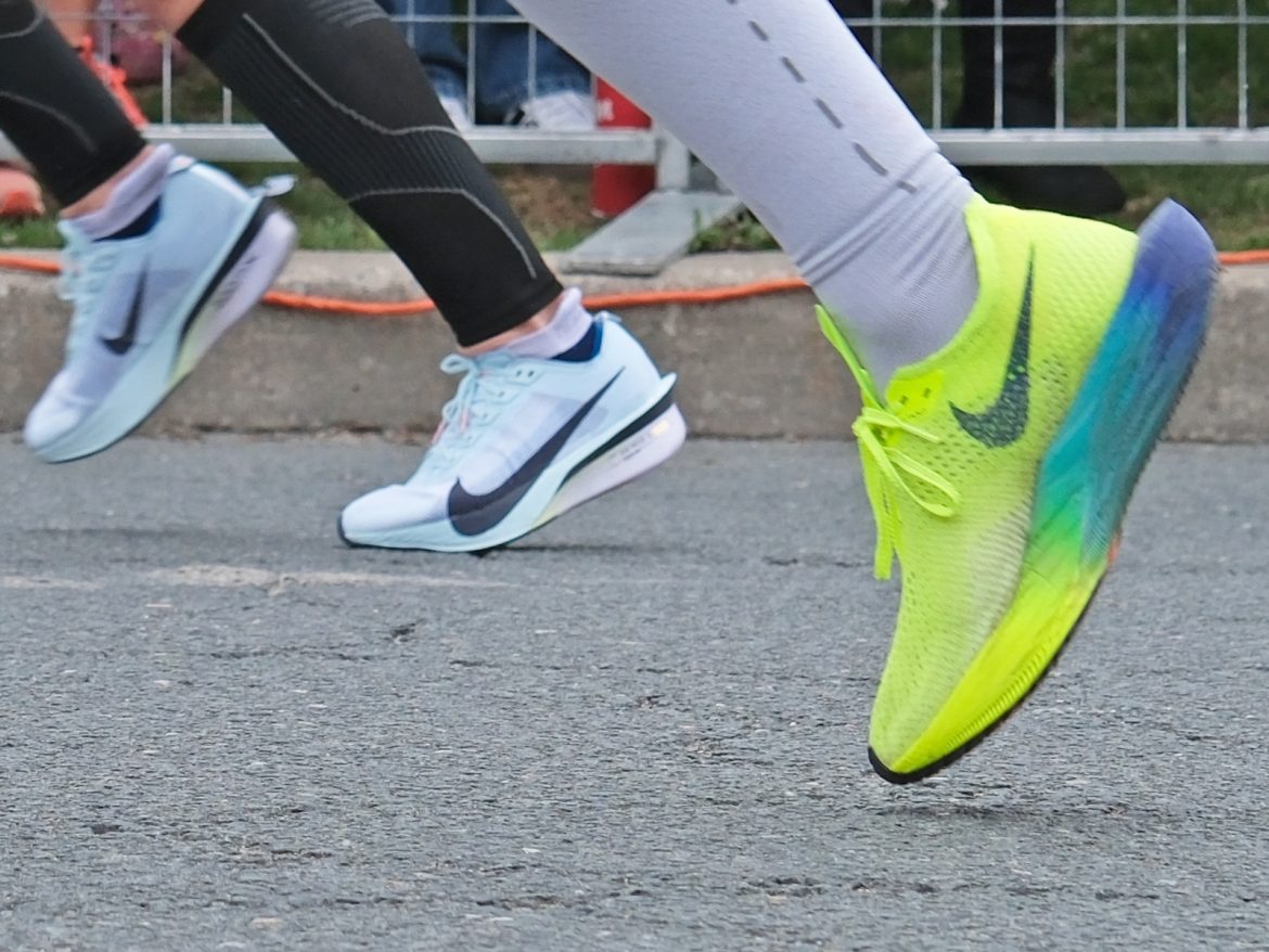 The Nike Vaporfly 4 and Nike Vaporfly 3 together.