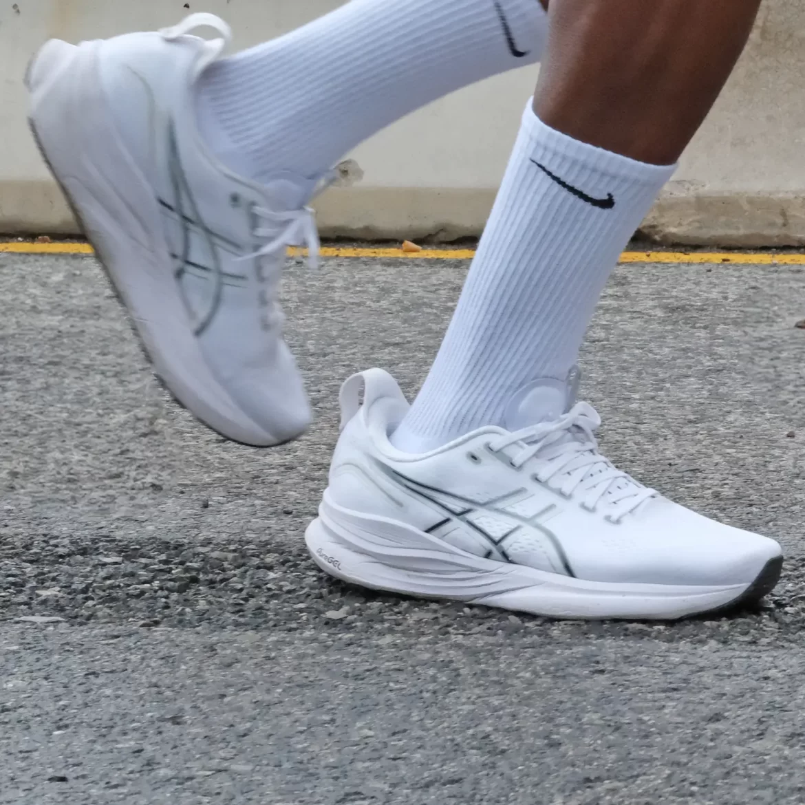 The Asics Kayano 32 on the road.