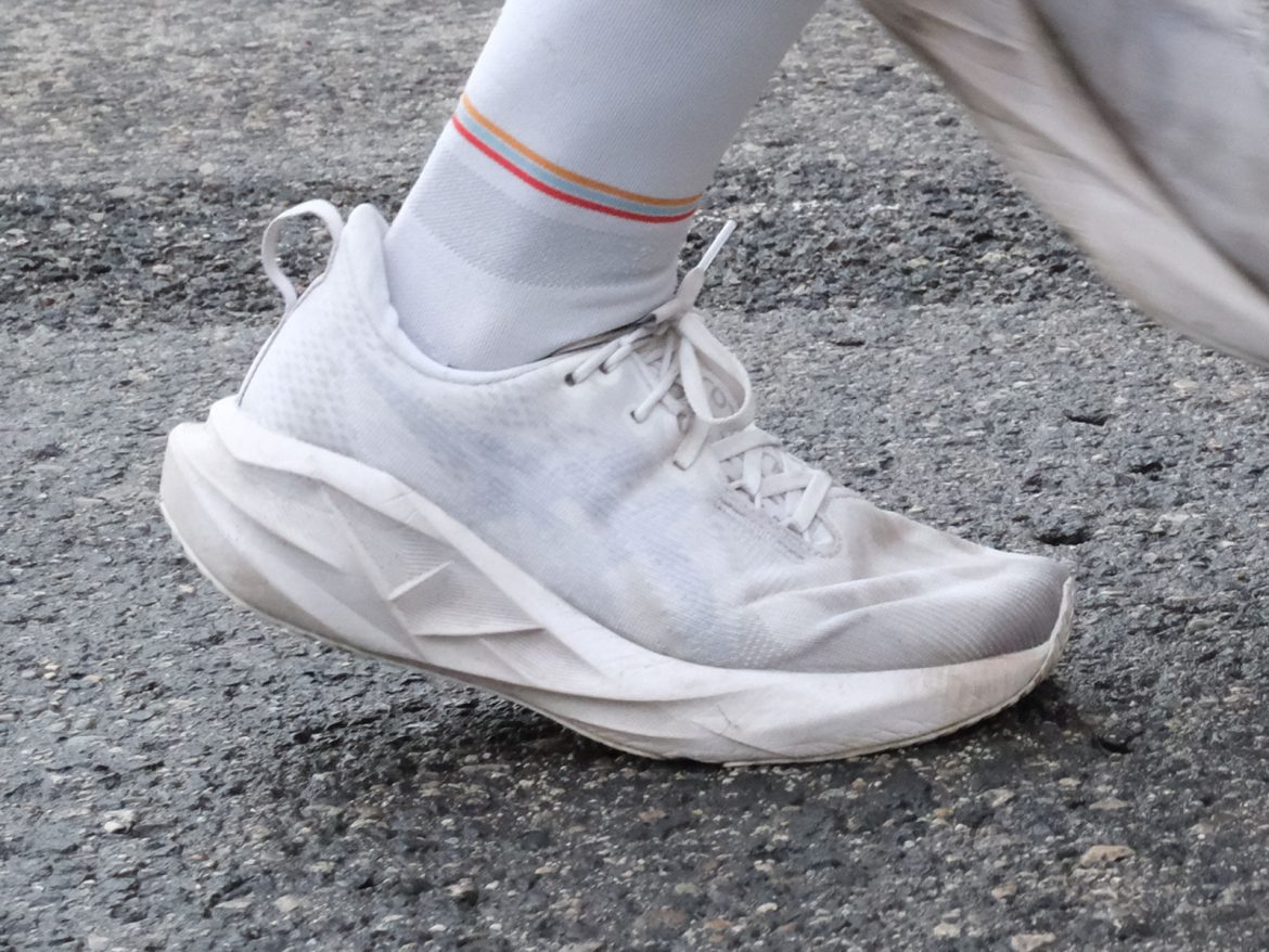 Asics_Novablast_5_white_on_road2 The white Asics Novablast 5 on the road.