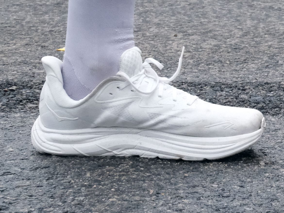 Hoka_Clifton_10_white_on_road1 The White Hoka Clifton 10 on the road.
