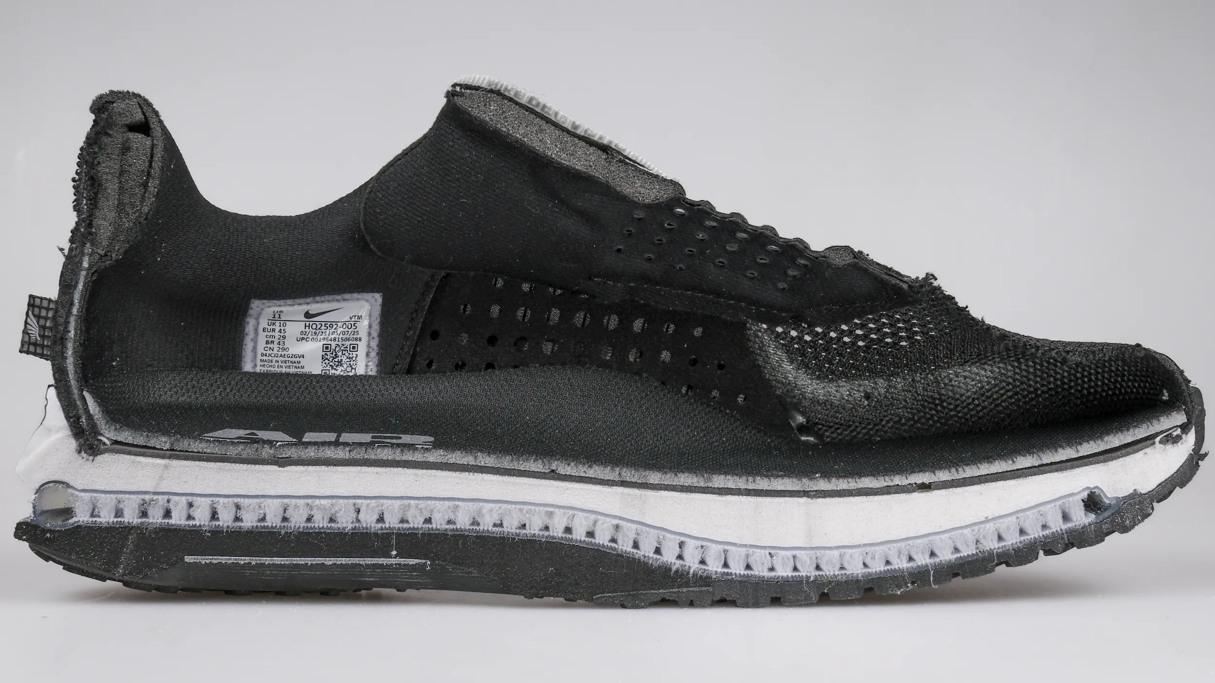 Cut-in-half shoe analysis