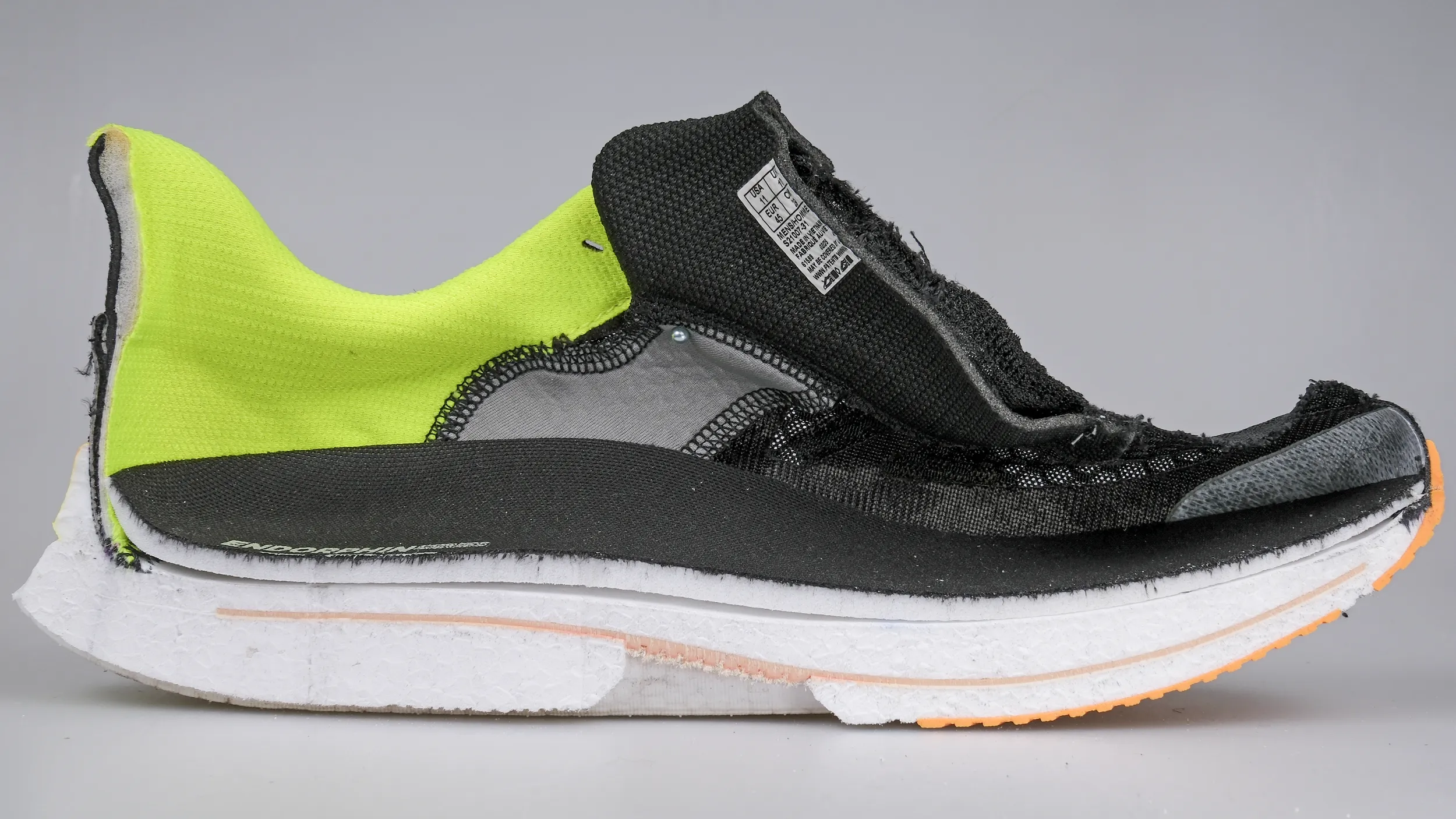 Cut-in-half shoe analysis